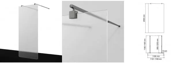 Душевая перегородка «WasserKRAFT» Vechte 60W40GR-MG 120/200 матовая/графит