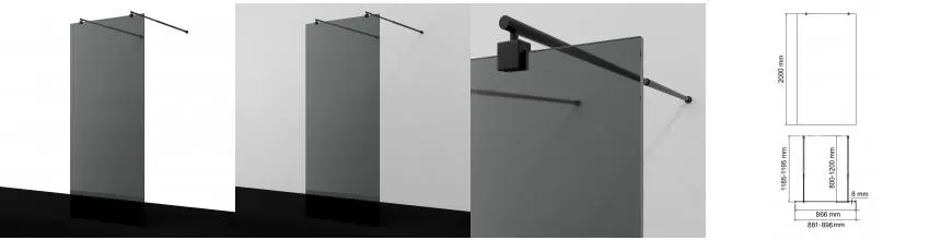 Душевая перегородка «WasserKRAFT» Vechte 60W39MB-TG 90/200 тонированная/чёрная