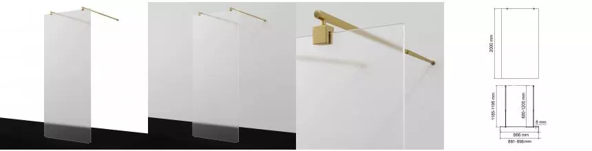 Душевая перегородка «WasserKRAFT» Vechte 60W39PG-MG 90/200 матовая/золото