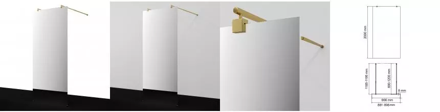 Душевая перегородка «WasserKRAFT» Vechte 60W39PG-MR 90/200 зеркальная/золото Душевая перегородка «WasserKRAFT» Vechte 60W39PG-MR 90/200 зеркальная/золото