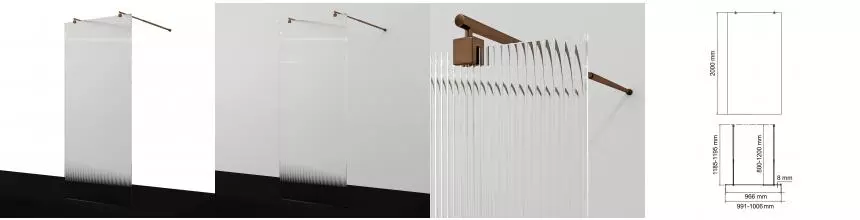 Душевая перегородка «WasserKRAFT» Vechte 60W44RG-FL 100/200 рифленая/розовое золото Душевая перегородка «WasserKRAFT» Vechte 60W44RG-FL 100/200 рифленая/розовое золото