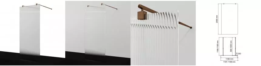 Душевая перегородка «WasserKRAFT» Vechte 60W40RG-FL 120/200 рифленая/розовое золото Душевая перегородка «WasserKRAFT» Vechte 60W40RG-FL 120/200 рифленая/розовое золото