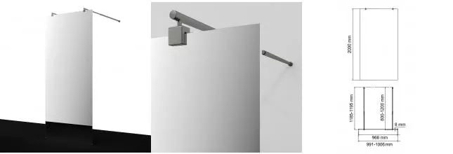 Душевая перегородка «WasserKRAFT» Vechte 60W44GR-MR 100/200 зеркальная/графит