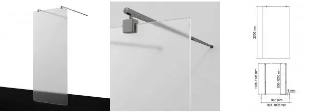 Душевая перегородка «WasserKRAFT» Vechte 60W44GR-MG 100/200 матовая/графит