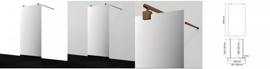 Душевая перегородка «WasserKRAFT» Vechte 60W44RG-MR 100/200 зеркальная/розовое золото