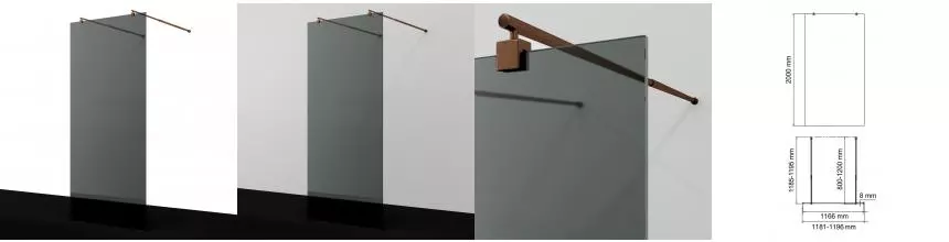 Душевая перегородка «WasserKRAFT» Vechte 60W40RG-TG 120/200 тонированная/розовое золото