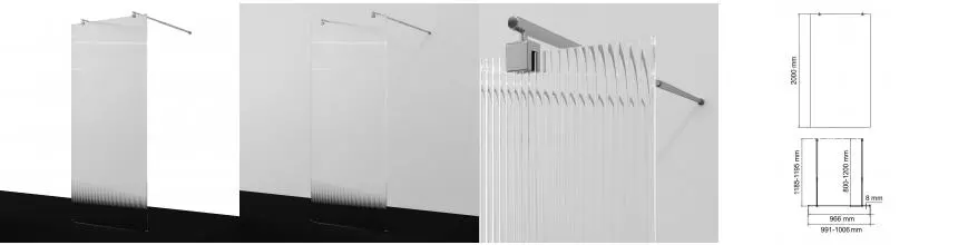 Душевая перегородка «WasserKRAFT» Vechte 60W44-FL 100/200 рифленая/хром