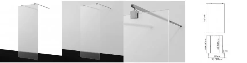 Душевая перегородка «WasserKRAFT» Vechte 60W44-MG 100/200 матовая/хром