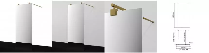 Душевая перегородка «WasserKRAFT» Vechte 60W44BG-MR 100/200 зеркальная/матовое золото