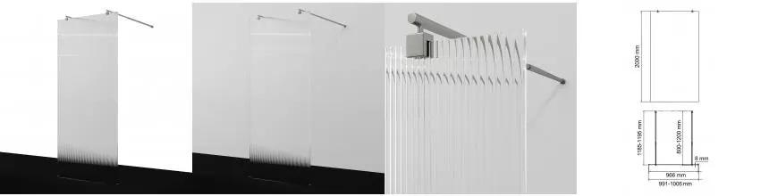 Душевая перегородка «WasserKRAFT» Vechte 60W44BN-FL 100/200 рифленая/никель Душевая перегородка «WasserKRAFT» Vechte 60W44BN-FL 100/200 рифленая/никель