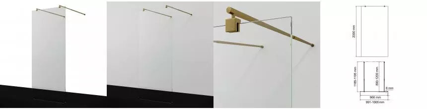 Душевая перегородка «WasserKRAFT» Vechte 60W44BG 100/200 зеркальная/матовое золото Душевая перегородка «WasserKRAFT» Vechte 60W44BG 100/200 зеркальная/матовое золото