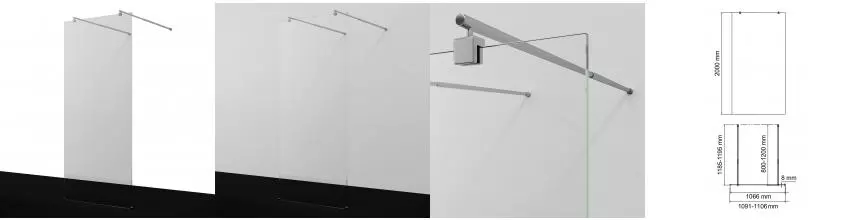 Душевая перегородка «WasserKRAFT» Vechte 60W46GR-MR 110/200 прозрачная/хром