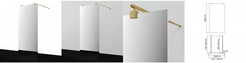 Душевая перегородка «WasserKRAFT» Vechte 60W46PG-MR 110/200 зеркальная/золото Душевая перегородка «WasserKRAFT» Vechte 60W46PG-MR 110/200 зеркальная/золото