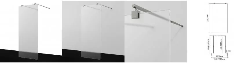 Душевая перегородка «WasserKRAFT» Vechte 60W46BN-MG 110/200 матовая/никель