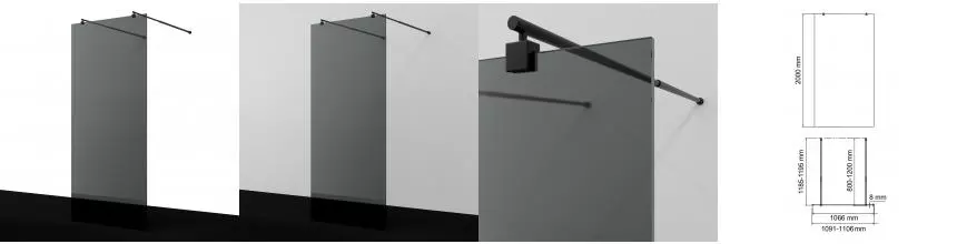 Душевая перегородка «WasserKRAFT» Vechte 60W46MB-TG 110/200 тонированная/чёрная