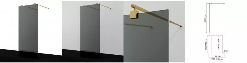 Душевая перегородка «WasserKRAFT» Vechte 60W40PG-TG 120/200 тонированная/золото