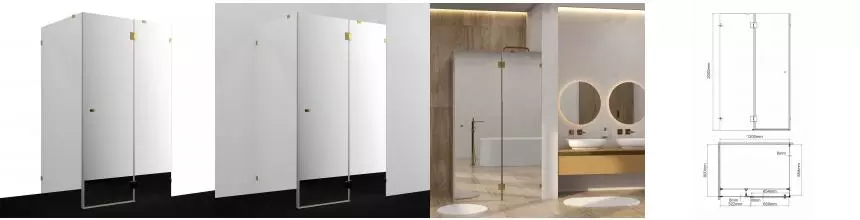 Душевой угол-ограждение «WasserKRAFT» Ems 76H07R-MR 120/90 прямоугольный зеркальный/золото без поддона правый