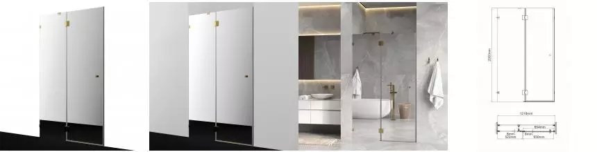 Душевая дверь «WasserKRAFT» Ems 76H05L-MR 120/200 зеркальная/золото без поддона левая