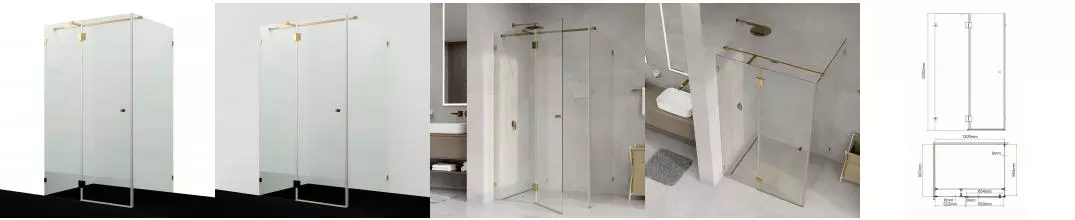 Душевой угол-ограждение «WasserKRAFT» Ems 76H07R-TXG 120/90 прямоугольный прозрачный/золото без поддона универсальный