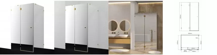 Душевой угол-ограждение «WasserKRAFT» Ems 76H10L-MR 120/100 прямоугольный зеркальный/золото без поддона левый