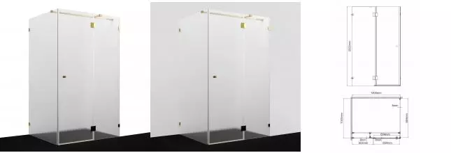 Душевой угол-ограждение «WasserKRAFT» Ems 76H10R-MG 120/100 прямоугольный матовый/золото без поддона правый