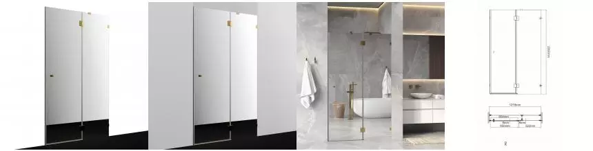 Душевая дверь «WasserKRAFT» Ems 76H05R-MR 120/200 зеркальная/золото без поддона правая