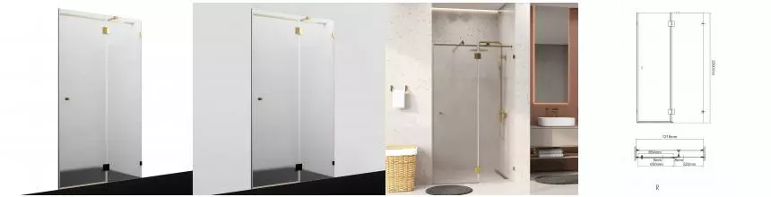 Душевая дверь «WasserKRAFT» Ems 76H05R-MG 120/200 матовая/золото без поддона правая