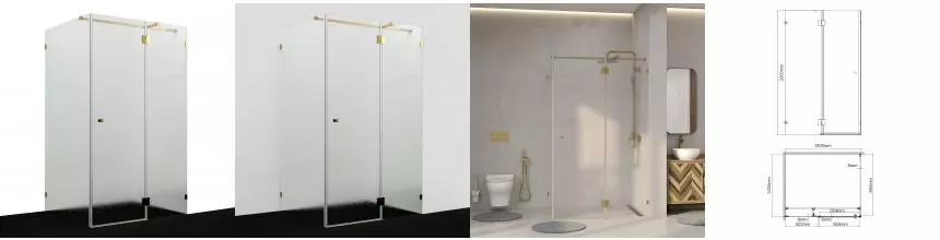 Душевой угол-ограждение «WasserKRAFT» Ems 76H10R-TXG 120/100 прямоугольный текстурный/золото без поддона правый