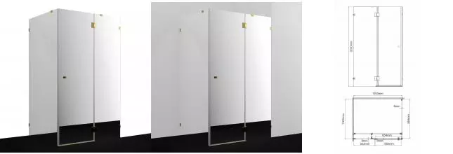 Душевой угол-ограждение «WasserKRAFT» Ems 76H10R-MR 120/100 прямоугольный зеркальный/золото без поддона правый