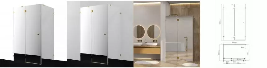 Душевой угол-ограждение «WasserKRAFT» Ems 76H07L-MR 120/90 прямоугольный зеркальный/золото без поддона левый