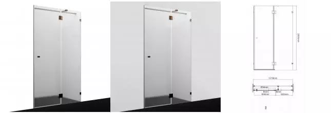 Душевая дверь «WasserKRAFT» Paar 88H05R-MG 120/200 матовая/розовое золото без поддона правая