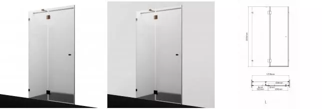 Душевая дверь «WasserKRAFT» Paar 88H05L-MG 120/200 матовая/розовое золото без поддона левая