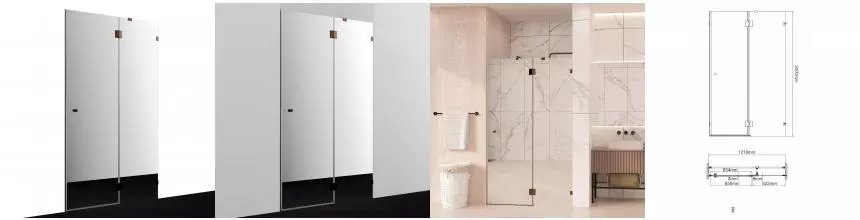 Душевая дверь «WasserKRAFT» Paar 88H05R-MR 120/200 зеркальная/розовое золото без поддона правая