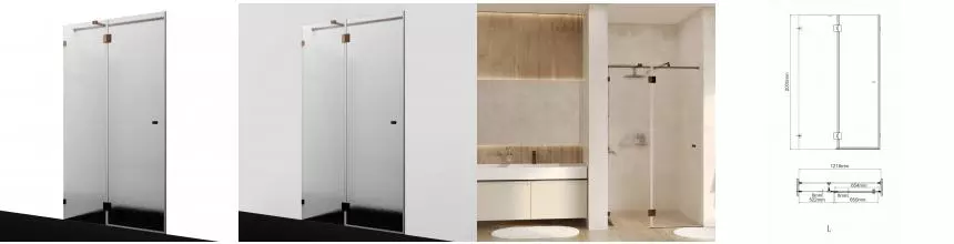 Душевая дверь «WasserKRAFT» Paar 88H05L-TXG 120/200 текстурная/розовое золото без поддона левая