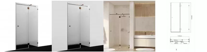 Душевая дверь «WasserKRAFT» Paar 88H05R-TXG 120/200 текстурная/розовое золото без поддона правая