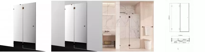 Душевая дверь «WasserKRAFT» Paar 88H05L-MR 120/200 зеркальная/розовое золото без поддона левая