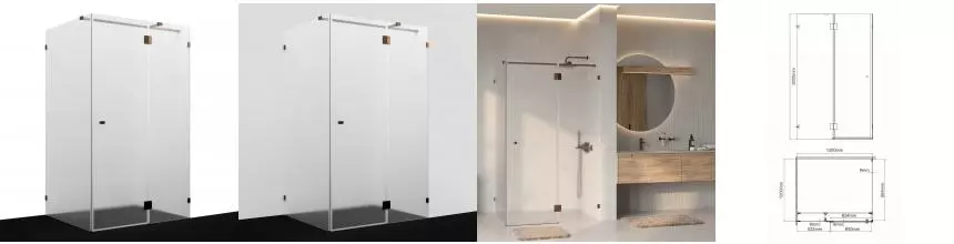 Душевой угол-ограждение «WasserKRAFT» Paar 88H10R-MG 120/100 прямоугольный матовый/розовое золото без поддона правый