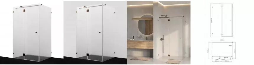 Душевой угол-ограждение «WasserKRAFT» Paar 88H10L-MG 120/100 прямоугольный матовый/розовое золото без поддона левый