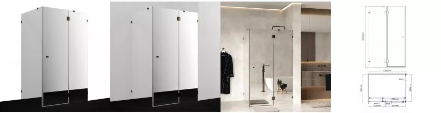 Душевой угол-ограждение «WasserKRAFT» Paar 88H07R-MR 120/90 прямоугольный зеркальный/розовое золото без поддона правый