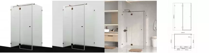 Душевой угол-ограждение «WasserKRAFT» Paar 88H10L-TXG 120/100 прямоугольный текстурный/розовое золото без поддона левый