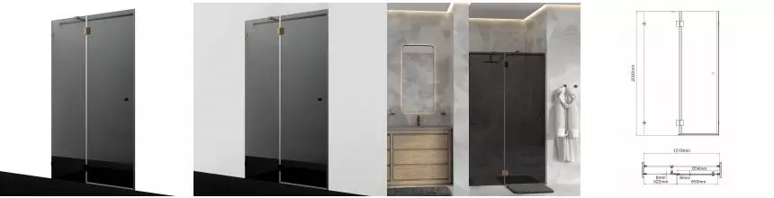 Душевая дверь «WasserKRAFT» Paar 88H05-TG 120/200 тонированная/розовое золото без поддона универсальная