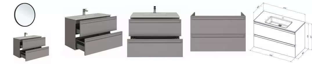 Мебель для ванной подвесная «Allen Brau» Eclipse 2.0 100 platinum grey matt