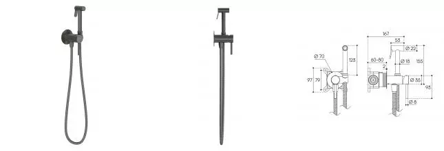 Смеситель с гигиеническим душем «Aqueduto» Pureza PUR0245 оружейная сталь Смеситель с гигиеническим душем «Aqueduto» Pureza PUR0245 оружейная сталь