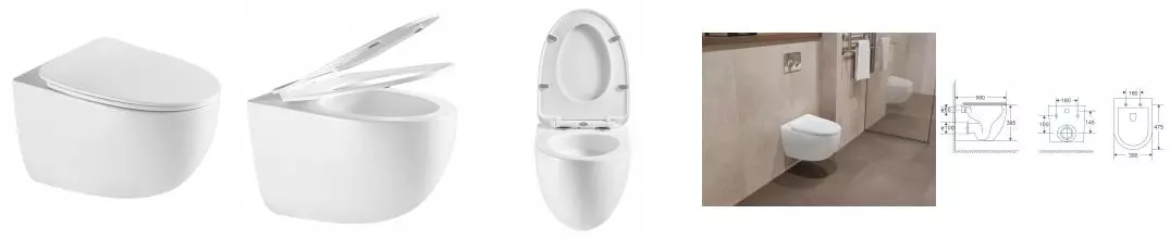 Подвесной унитаз безободковый «Terminus» Енисей Monolit белый с сиденьем с микролифтом белое