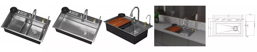 Мойка для кухни «D&K» DKS754604 75/46 в комплекте со смесителем и аксессуарами нержавеющая сталь сатин