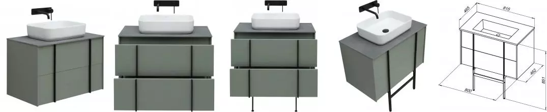 Тумба с раковиной «Allen Brau» Reality 80 подвесная олива матовый