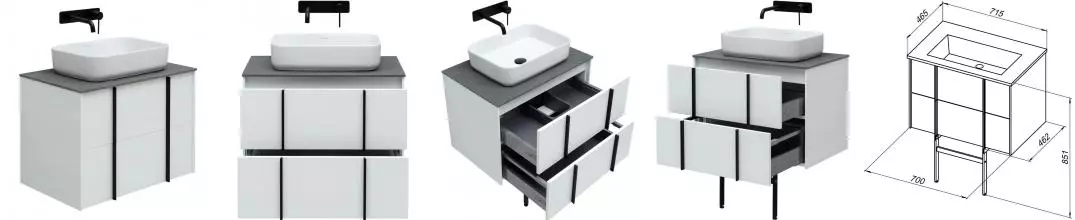 Тумба с раковиной «Allen Brau» Reality 70 подвесная white matt