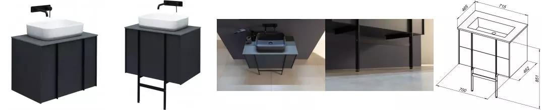 Тумба с раковиной «Allen Brau» Reality 70 подвесная anthracite matt