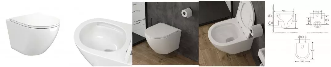 Подвесной унитаз безободковый «Corpa Nera» Bosso L CN40110 белый с сиденьем дюропласт с микролифтом белое