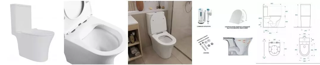 Унитаз компакт безободковый «Corpa Nera» Donelli S CN40810 белый с сиденьем дюропласт с микролифтом белое